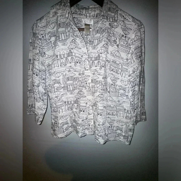 Christopher & Banks women’s beach wrinkle free button up short sleeve shirt S‎ - Picture 1 of 5